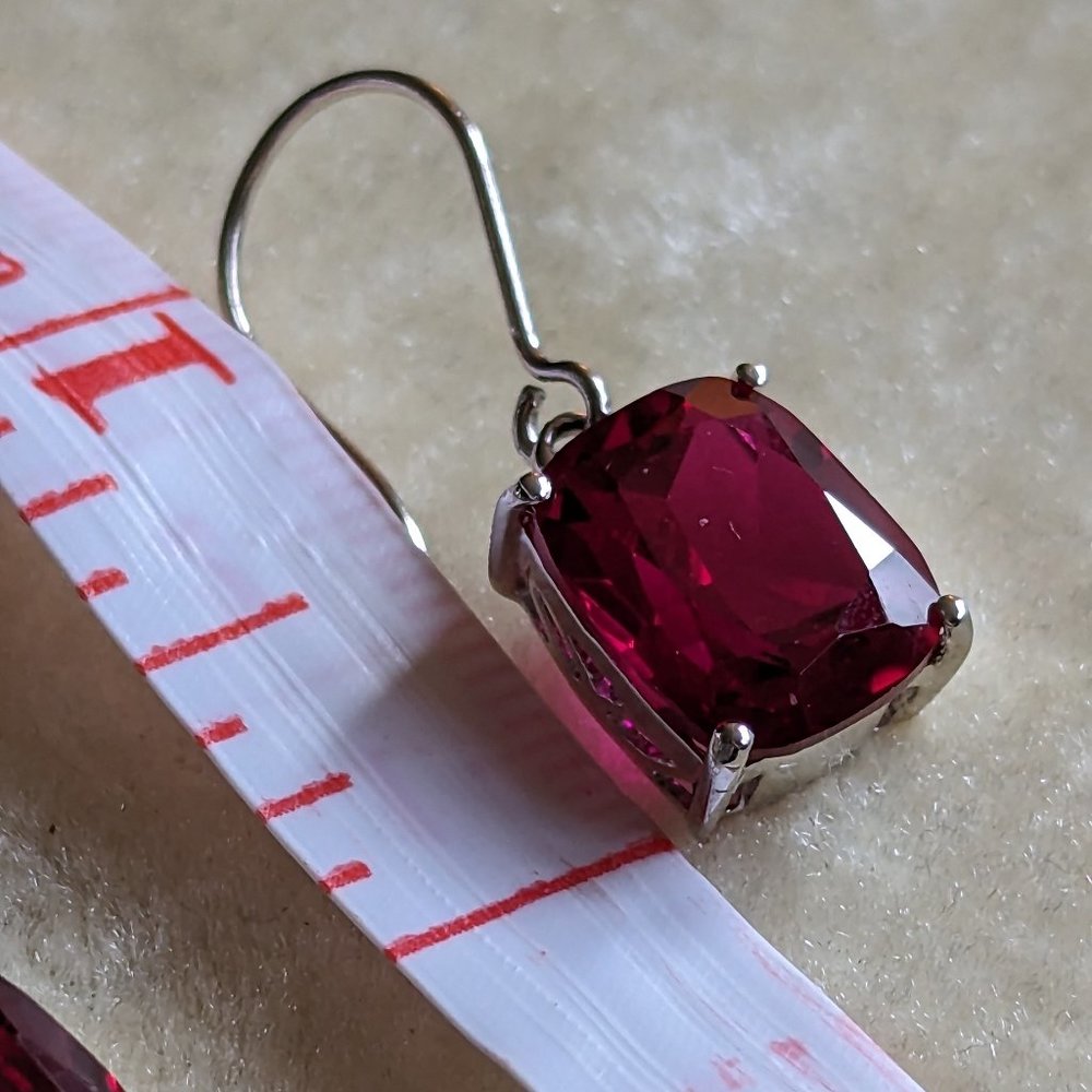 Real Ruby 11.9 Ct Rectangular Cushion Cut Earring… - image 8